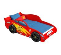 KOBI Lit en Forme de Voiture 160 x 80, Rouge, avec Roues en 3D et Matelas Cars