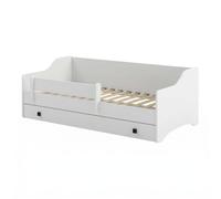 KOBI Lit Enfant ERYK 160x80 avec Tiroir et Barrière Blanc