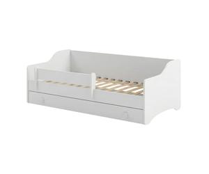 KOBI Lit Enfant ERYK 160x80 avec Tiroir et Barrière Blanc Poignée Blanche