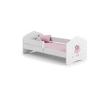 KOBI Lit Enfant FALA Blanc | 140x70 cm | Lit Garcon Petite Fille Lits pour Enfants | avec Un Matelas et Un Cadre | Meuble la Chambre Bebe | Lit Simple avec Barriere