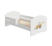 KOBI Lit Enfant LUK Blanc 160 x 80 Motif Pelle Mécanique