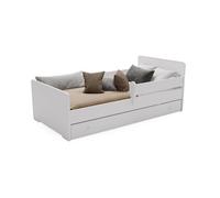 KOBI Lit Enfant MAX Blanc 140x70 avec Tiroir et Barrière