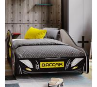 KOBI Lit Enfant Spider Bat Car | Multicolore | Thème Spiderman Batman Super-héros | Lit Enfants Garcon Fille | avec Sommie (BATCAR/Black, 140x70)