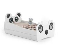 KOBI Lit Simple Enfant - Motif Panda 140x70cm + tiroir de Rangement - avec Matelas
