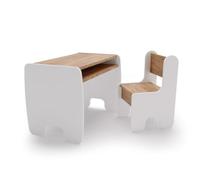 KOBI Set tafel + 2 stoelen voor kinderkamer | Voor kinderen - meisjes en jongens | Schildertafel | Kindertafel (Tafel + 1 stoel - wit/goud eiken)