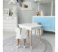 KOBI Table avec tiroir et Chaise, Ensemble de Meubles pour Enfants, Mini Meubles, Chaise, Table avec tiroir, pour Chambre d'enfant, Bois, pour Le Rangement, 1,5-7 Ans (Blanc/Papillon)