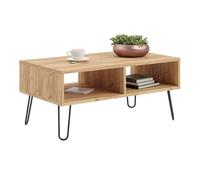 KOBI Table Basse Sandi | Style Industriel loft | pour Salon, Bureau ou Espace Moderne | Élégante et Fonctionnelle | Pieds en métal & Plateau résistant (chêne Craft)