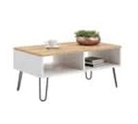 KOBI Table Basse Sandi | Style Industriel loft | pour Salon, Bureau ou Espace Moderne | Élégante et Fonctionnelle | Pieds en métal & Plateau résistant (chêne Craft - Blanc)