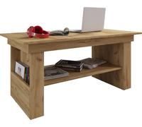 Kobila Table basse avec 1 espace de rangement et 2 compartiments imitation chêne miel.