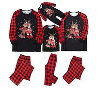 Kobilee Pyjama Noel Famille Coton Assorti Couple Ensembles Pyjama À Manches Longues 2 Pièces Pyjama De Noel Chaud Et Doux Hiver Pour Toute La Famille Pour Noël