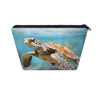KOBLEN Turtle Among Coral Petite trousse de maquillage pour femme, trousse de maquillage imperméable avec 2 poches intérieures en maille, trousse de toilette de voyage portable pour affaires, voyages