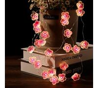 KOBOKO Guirlande lumineuse en fleurs de cerisier - 2 m - 20 LED - Guirlande lumineuse - Batterie intérieure - Fleurs de cerisier - Guirlande lumineuse rose pour chambre à coucher, mariage, décoration