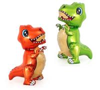Koboko Lot de 2 ballons dinosaures, design debout orange et vert, en aluminium, pour anniversaire d'enfant et décoration de fête