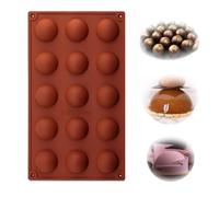 KOBOKO Moule en silicone demi-sphère, avec 15 cavités, forme sphérique, moule à pralines, petit moule à chocolat, 3,8 cm de diamètre, moule rond en silicone pour chocolat, gâteau, gelée, mousse dôme