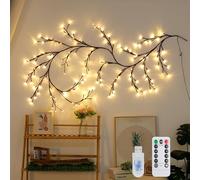 Koboko Willow Vine - Guirlande lumineuse murale à 96 LED - 8 modes USB - Vigne en saule - Avec télécommande - Minuterie - Branches d'arbre artificielles flexibles - Décoration murale pour chambre à