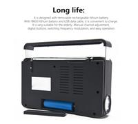 KOBONA Am FM SW MP3 Player Digital Affichage 21 Band Portable Radio Portable LED Strong Lampe de Poche USB Prise en Charge TF Carte