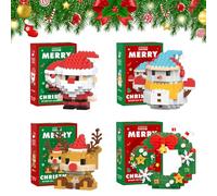 KOBONA Éléments de Noël Blocs Blocs Ornements, Elk Deer Santa Claus Christmas Building Blocs Set, Mini Building Figures, DIY Christmas Stocking Stockers for Favors
