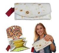 KOBONA Portefeuille Burrito avec Sac en Film Métallisé, Sac à Taco Amusant pour Femmes et Filles, Porte-Cartes de Voyage, Emballage de Rangement Original