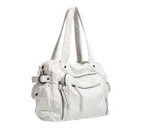 KOBONA Sac a Main Femme Cuir Pu Multipoche Rétro Grand Sacs de Cours Lycée