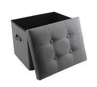 KOBSAINF Pouf de rangement, repose-pieds en lin, 43,2 x 33 x 33 cm, 158,8 kg, petit ottoman pliable pour salon, chambre à coucher, dortoir, gris foncé