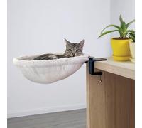 Kobuddy Lit de bureau pour chat - Tissu en fausse fourrure douce, cadre en acier - Réglable - Lit pour chat d'intérieur - Hamac parfait pour votre bureau - Supporte jusqu'à 22,7 kg - Meuble unique et