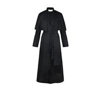 KOCAN Costume de prêtre d'Halloween avec collier croix unisexe hommes femmes solides longs père vicaire déguisements vêtements d'extérieur prêtre médiéval Cosplay Costumes accessoires de fête d'hallow