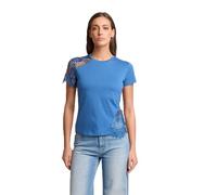 Kocca - T-shirt avec empiècements en dentelle pour femme, modèle : P26PTS8552ABUN000, Bleu dragée, X-Small