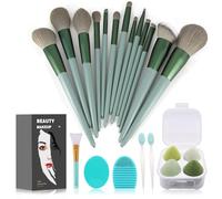 Koccido Lot de 22 grand pinceaux de maquillage pour fond de teint, fard à paupières, vert