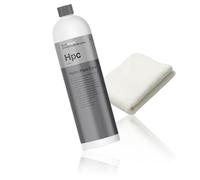 Koch Chemie Hydro Plast Care Hpc Kit de nettoyage en caoutchouc et plastique 1 l avec chiffon de cockpit en microfibre pour l'entretien du cockpit et des pneus