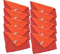 Kochblume 1-3-5-10 Lot de 10 chiffons de nettoyage en microfibre 30 x 30 cm Capacité de capture jusqu'à 300 ml, rouge-orange, 10er Set