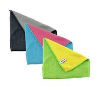 Kochblume Lot de 3 chiffons en microfibre 30 x 30 cm (anthracite/gris/vert/jaune et turquoise/rose)