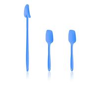 Kochblume Lot de 3 cuillères à col avare, cuillère à reste, cuillère flexible S | Silicone de qualité supérieure et sans BPA avec noyau en acier inoxydable | Dans une boîte colorée (bleu, lot de 3)