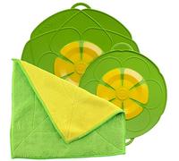 Kochblume Set économique pour casseroles de 14 à 24 cm avec chiffon en microfibre dans la boîte rose | Protection anti-surchauffe en silicone pour casseroles et poêles citron vert