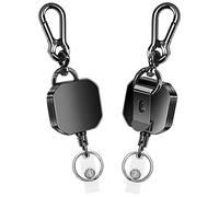 Kochenty Porte-clés rétractable, en métal robuste, porte-badge d'identification, porte-clé, mousqueton, porte-clés avec clip de ceinture