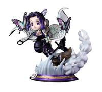 Kochou Shinobu Figurine Hashibira Inosuke Action Figurine Anime Kamado Tanjiro Modèle avec étui en acrylique Cloak avec papillon avec base Sculpture Objets de collection Décoration Cadeau 16 cm