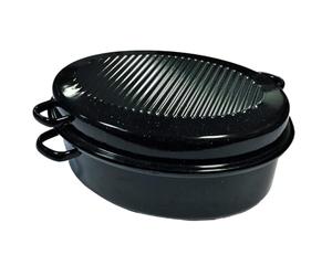 Kochstar K32711042 - Cocotte Roaster Daubière multi-cuiseur ovale - noir tacheté blanc, Acier émaillé, 42 cm