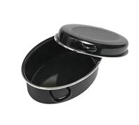 Kochstar K32711542, Roaster, Cocotte four avec couvercle, oval 42 cm, Acier émaillé, Marmite 8-10 personnes, Noir