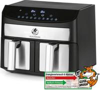 KOCHWERK Friteuse à air chaud à double chambre 7L Friteuse numérique en acier inoxydable avec écran tactile 10 programmes Friture sans huile pauvre en graisse Fonction Smart-Cook