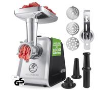 KOCHWERK Hachoir à viande électrique avec différents embouts | Traite jusqu'à 2000 g/min | Viande hachée, kibbeh, churros, saucisses et plus encore sur simple pression d'un bouton | Facile à utiliser