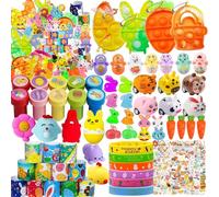 Kocici Lot de 120 œufs de Pâques sans bonbons pour enfants, paniers avec autocollants, jouets à presser pour la chasse de Pâques, cadeaux de salle de classe
