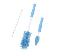 KOCKSHION 1 pièce Brosse de Nettoyage pour Biberon Silicone Rotative avec Support Outil Pratique pour Allaitement et Entretien des Bouteilles Bleu