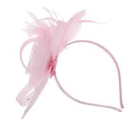 KOCKSHION 1ensemble Serre-tête Fascinator Résille Rose avec Plume et Fleur pour Femme Accessoire Coiffure Mariage Banquet et Tea Party Bandeau et Pince Double Usage Léger et Confortable