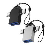 KOCKSHION 2 pièces Adaptateur USB Type C et Micro USB OTG Convertisseur pour Téléphone Adaptateur Compact et Portable avec Indicateur Lumineux Noir et