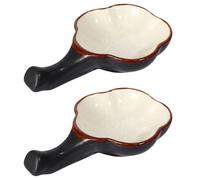 KOCKSHION 2 pièces Set de Bols à Encre Céramique Forme de Fleur Multifonctionnels pour Calligraphie et Pinceaux Support Pratique et Porcelaine Blanche Ice Crackle