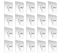 KOCKSHION 25 Pièces Crochets Auto-adhésifs Transparents pour Suspendre Clés et Œuvres D'art et Acier Inoxydable et Acrylique sans Résidu ni Dommage pour Salle de Bain et Décoration Murale
