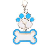 KOCKSHION 2pcs Étiquettes pour Chien en Métal Bleu Forme Os et Patte, Surface Lisse, Résistantes, pour DIY Personnalisées pour Animaux