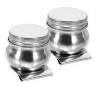 KOCKSHION 2pcs Pots de Peinture en Acier Inoxydable Argenté Réutilisables et Portables pour Peinture à L'huile Extérieure