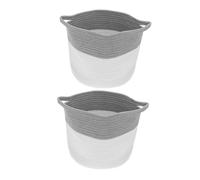 KOCKSHION 2pièces Lot De Paniers De Rangement Ronds Avec Poignées Paniers à Linge Souples Corde De Coton Tressée Pour Chambre Garçon Fille Et Bureau