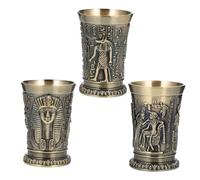 KOCKSHION 3 pièces Verres à Tirer Égyptiens Vintage Ensemble de Verres pour Cocktails et Whisky Design Unique avec Sculptures des Anciens Couleur Bronze