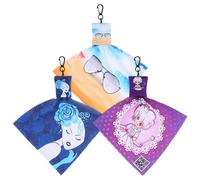 KOCKSHION 3pièces Lot de Chiffons Microfibres pour Lunettes avec Porte-clés Imprimé Lingettes Nettoyantes Portables Doux pour Lentilles de Lunettes Réutilisables pour Voyage et Usage